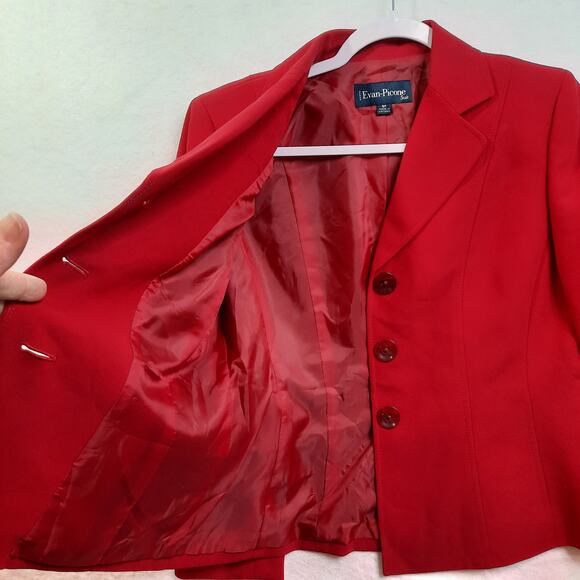 Evan-Picone 2 Piece Suit Blazer & Skirt Red Size 8P Work Career Professional - Picture 8 of 16